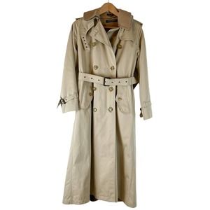 Brooks Brothers Womens 4 Double Breasted Trench Lined Long Coat Beige Tan